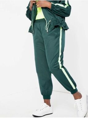 Eloquii Plus Size Green Jogger Tapered Track Pants With Side Stripe Size 14